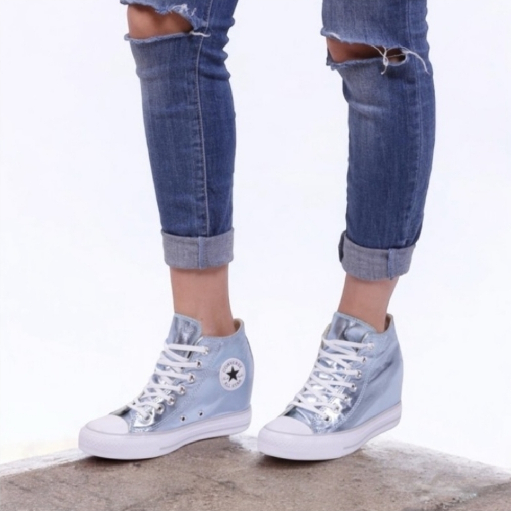 Rare: Sophia Vergara’s Converse ✪ Chucks Lux Mid Wedge Sneakers ✪ Metal Glacier